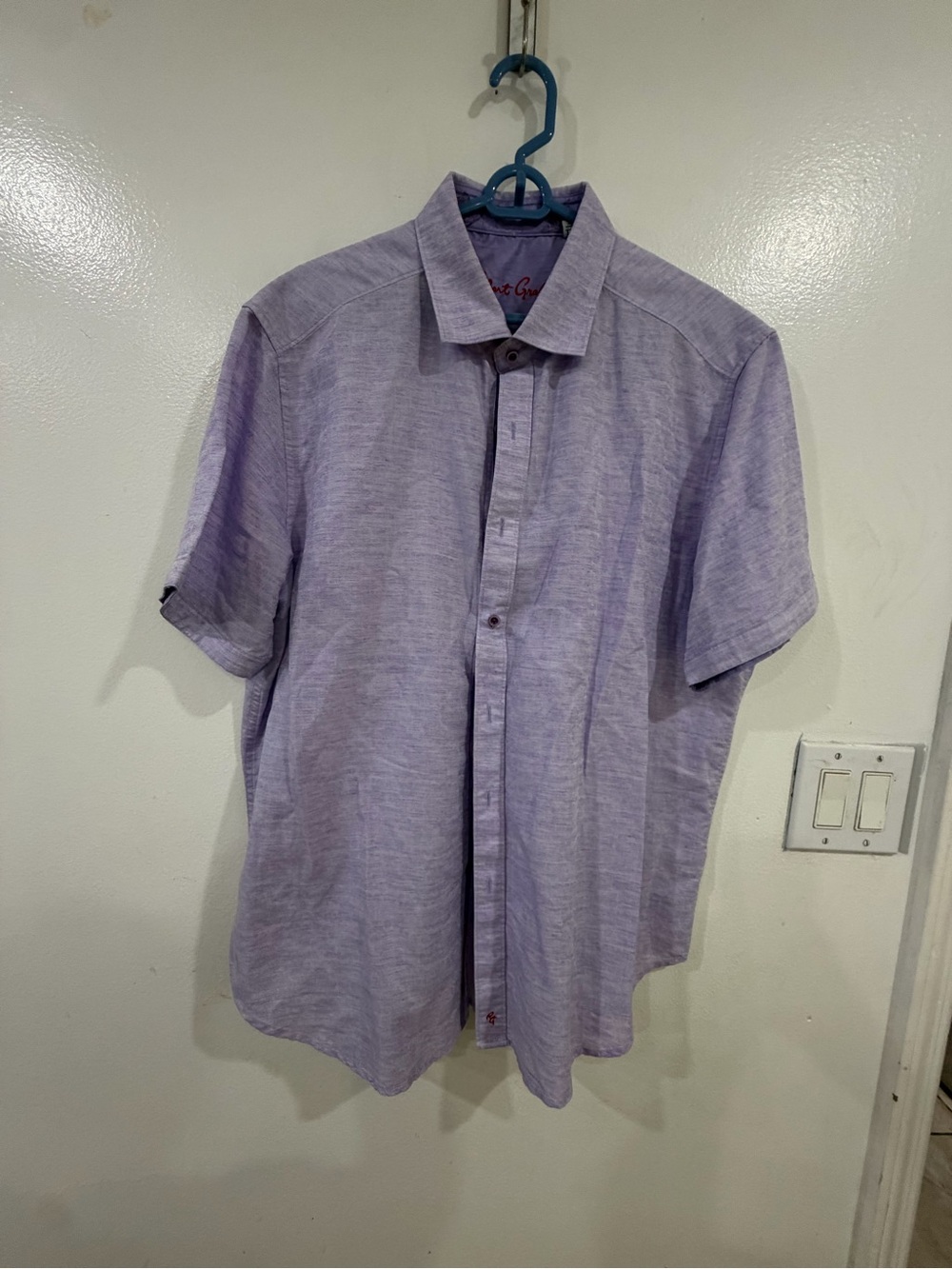Robert Graham Lavender Short-Sleeve Button Shirt lilac color